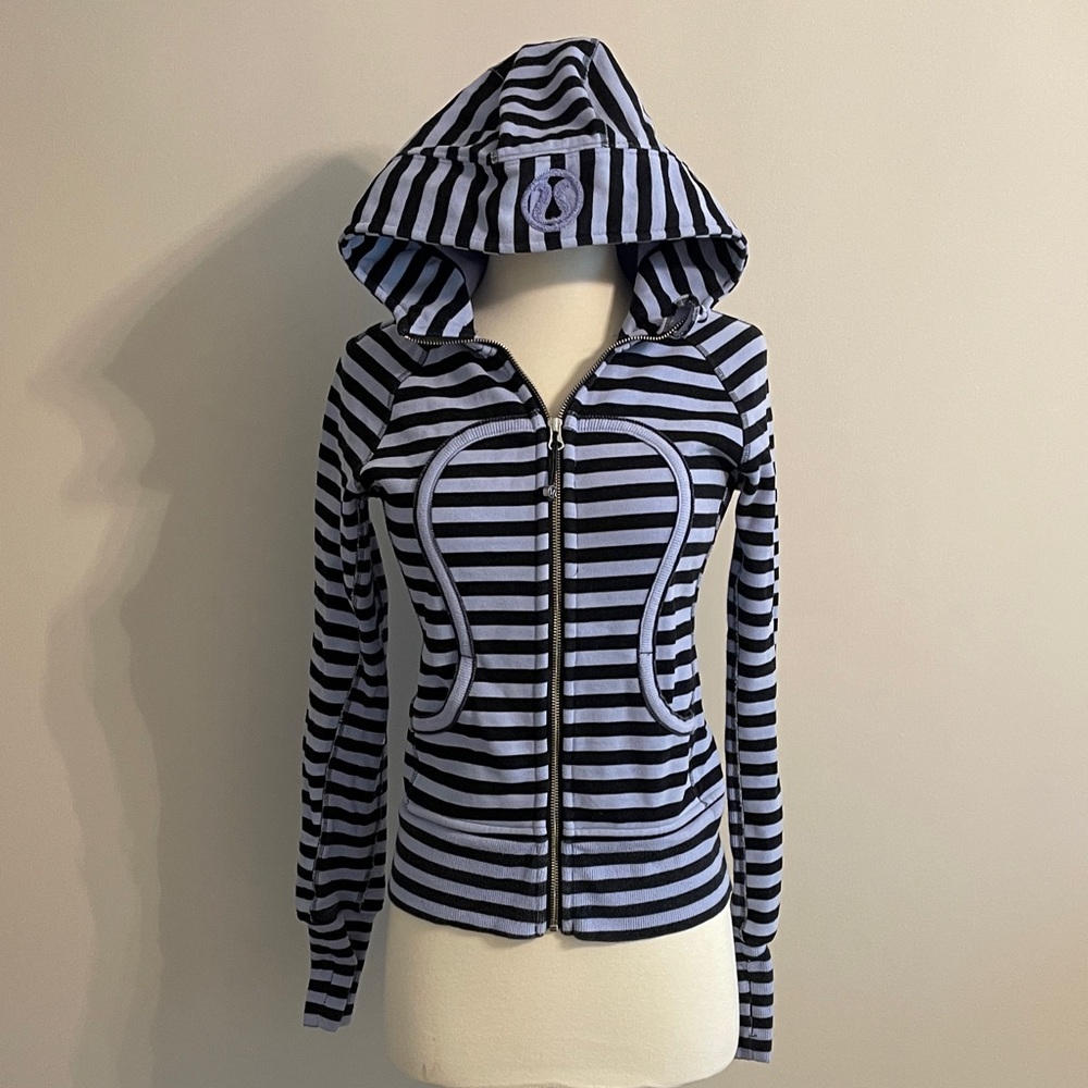 lululemon athletica Striped Black and Blue Scuba Jacket